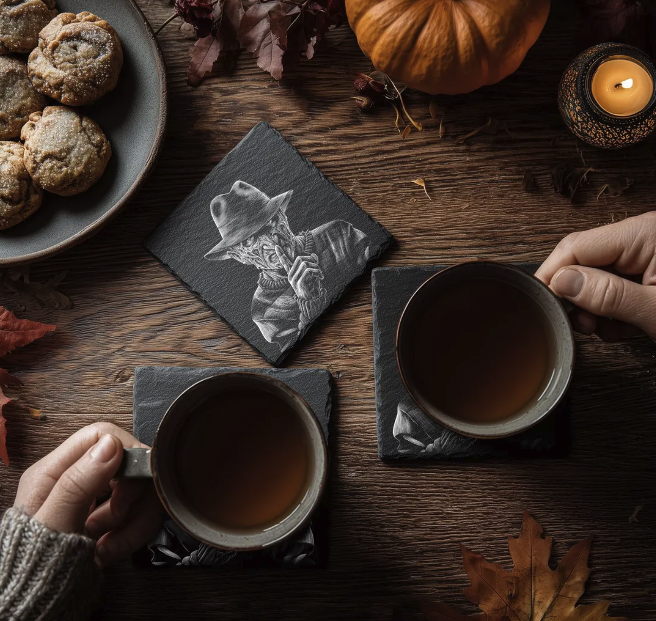 Horror Icons “Shh” Slate Coaster Set (4-Pack)