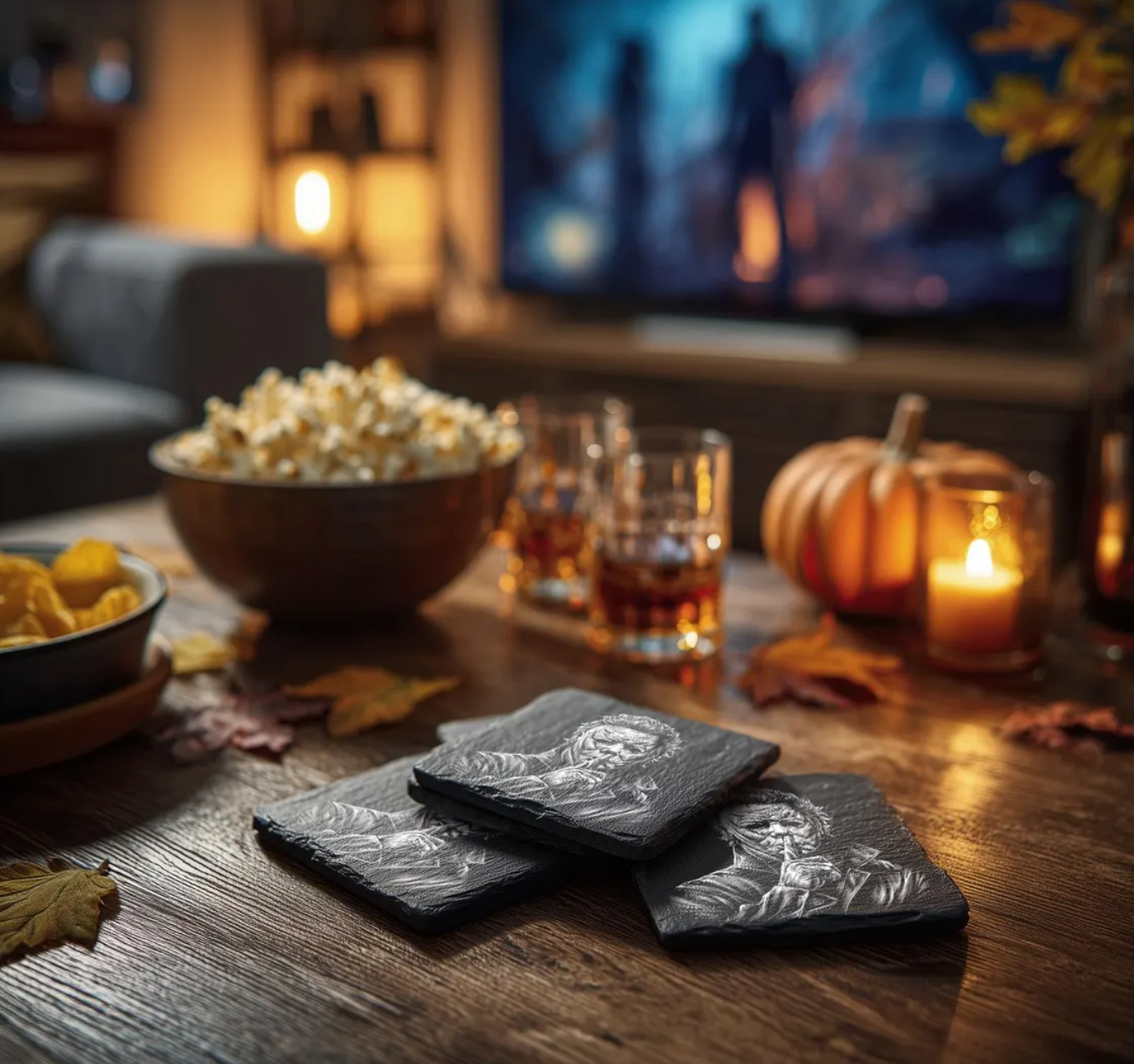 Horror Icons “Shh” Slate Coaster Set (4-Pack)