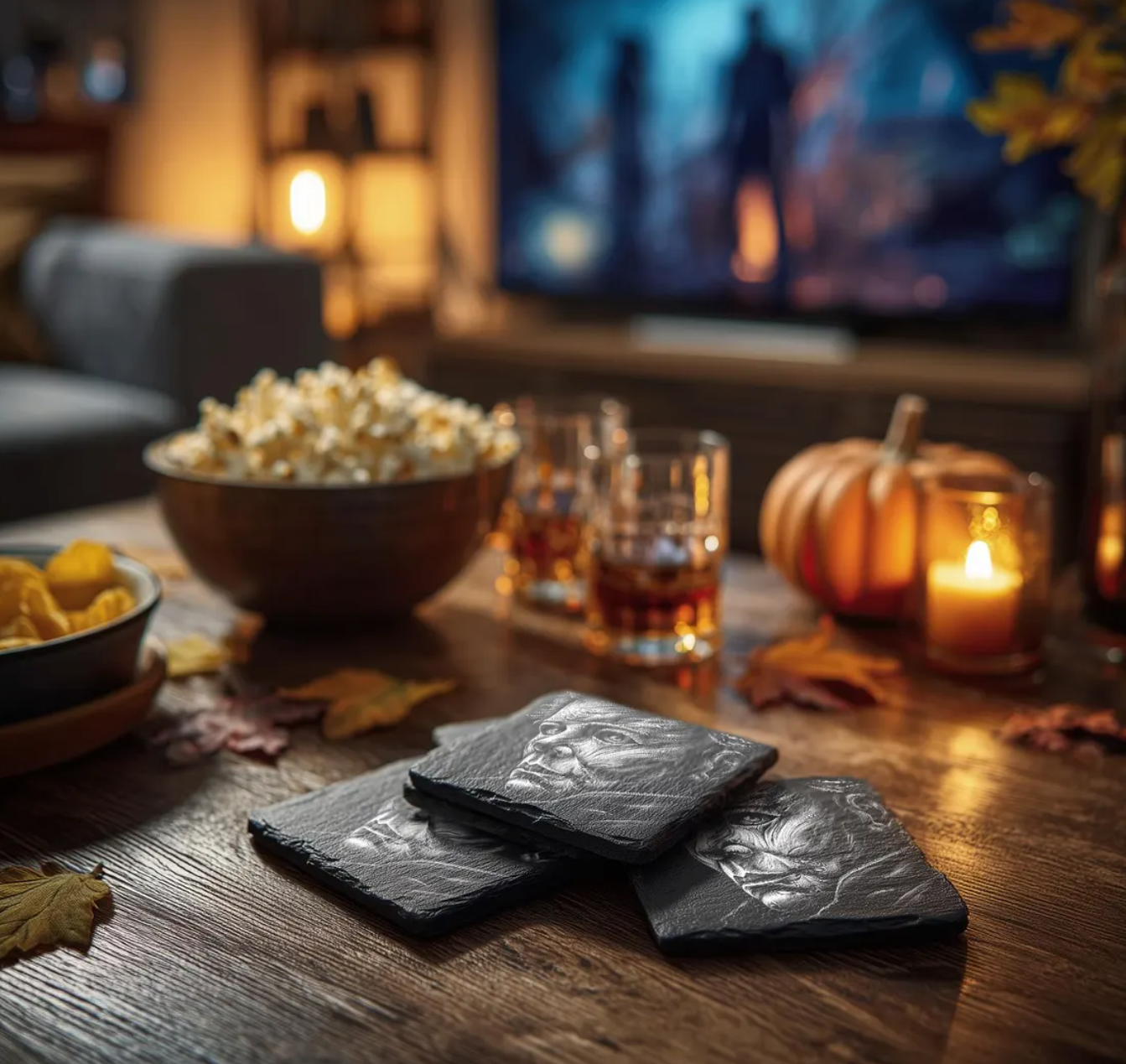 Horror Icons Classic Portrait Slate Coaster Set (4-Pack)