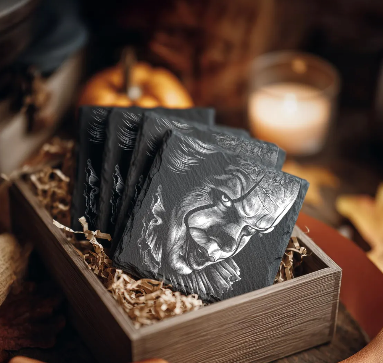 Horror Icons Classic Portrait Slate Coaster Set (4-Pack)