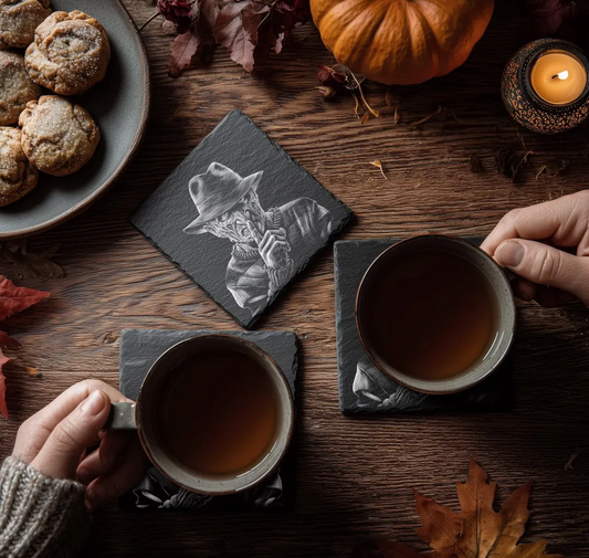 Horror Icons Classic Portrait Slate Coaster Set (4-Pack)