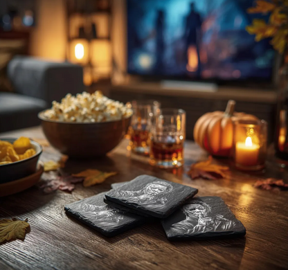 Horror Icons “Shh” Slate Coaster Set (4-Pack)